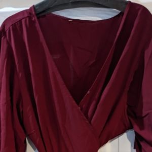 4XL Burgundy wrap shirt